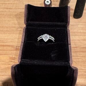 1.85 CTW Pear halo moissanite ring size 9 new in box